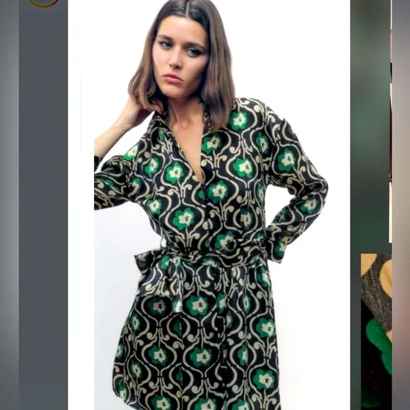 Zara Dresses Zara Retro Floral Belted Shirt Dress Poshmark
